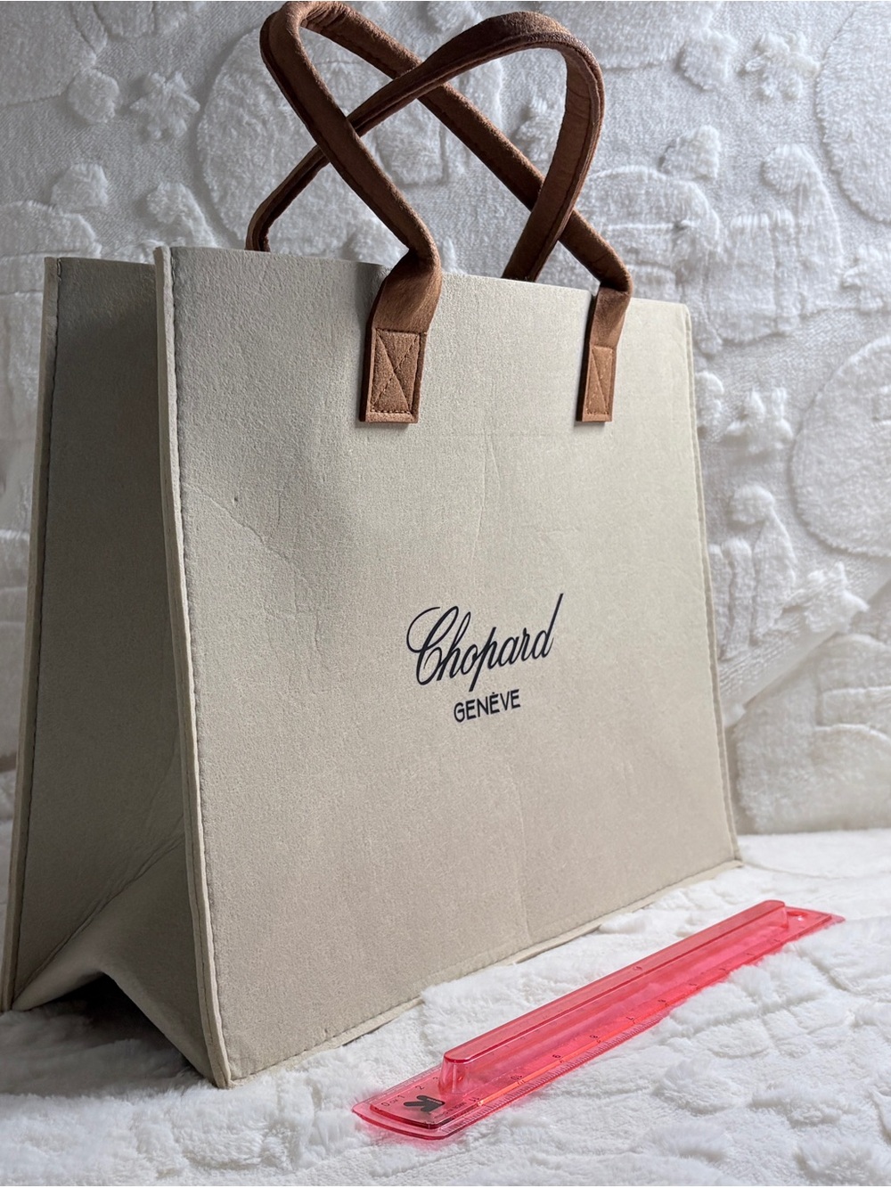 Chopard of Geneve Thick Felt Shopping Tote –Designer Carryall - Off white - Picture 5 of 6